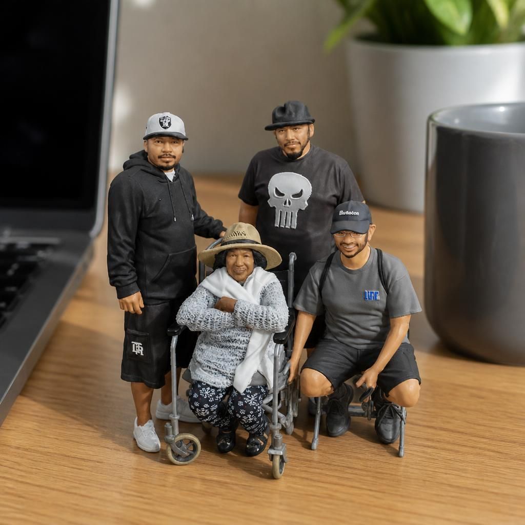 Hernandez family as a real 3D print on a desk