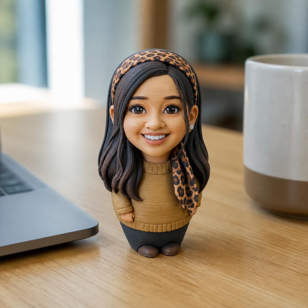 Kim as a real 3D print on a desk