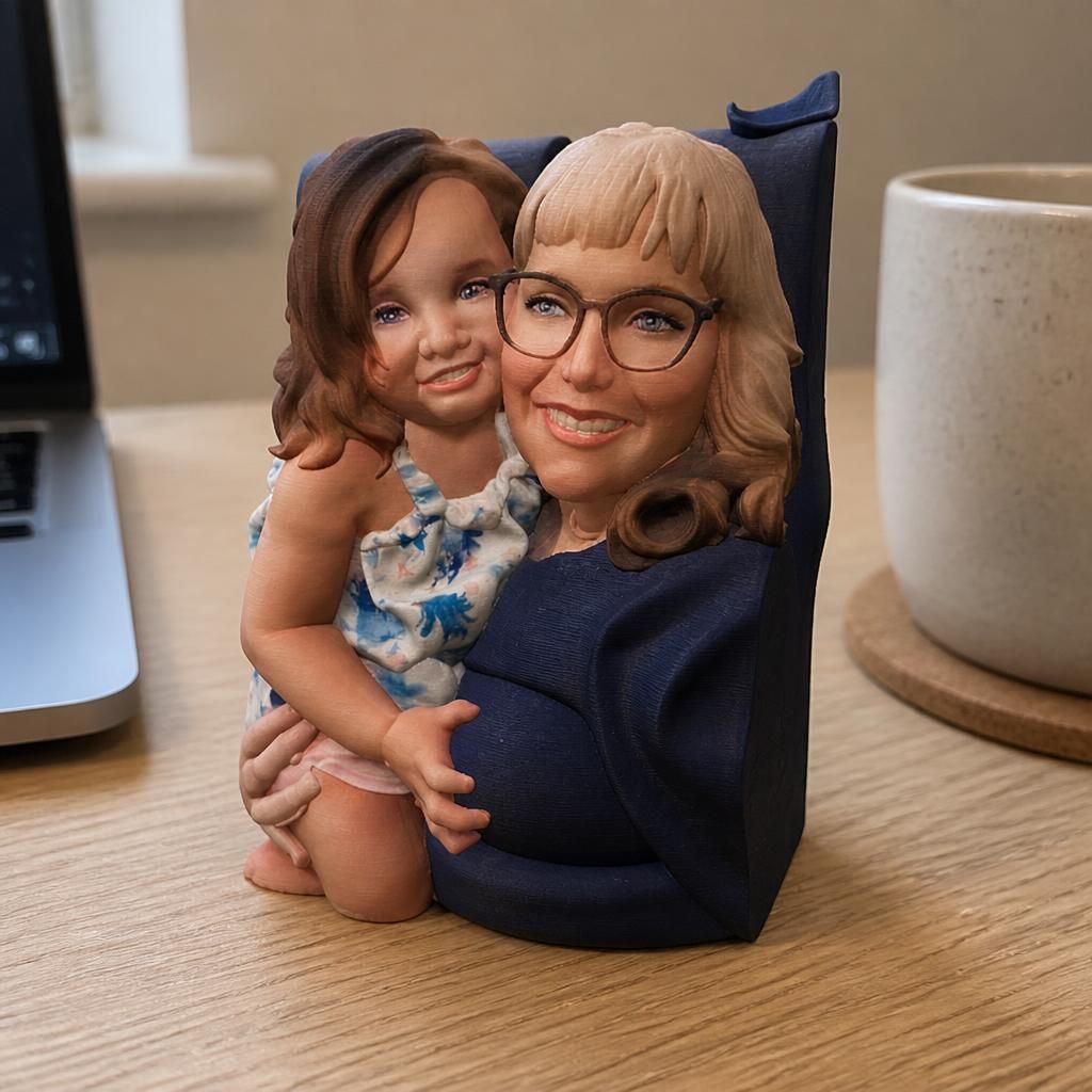 Mommaw & Me as a real 3D print on a desk