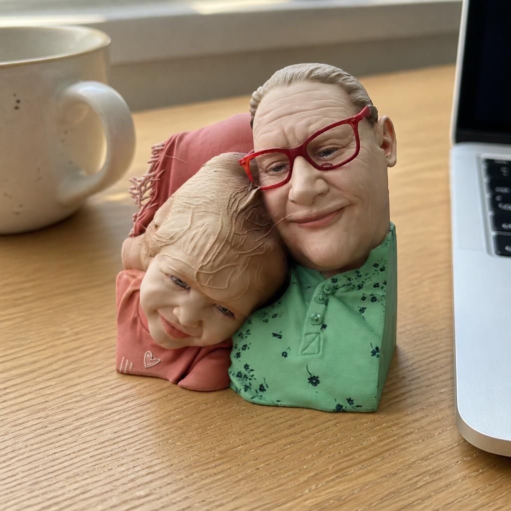 Mimi and marissa as a real 3D print on a desk