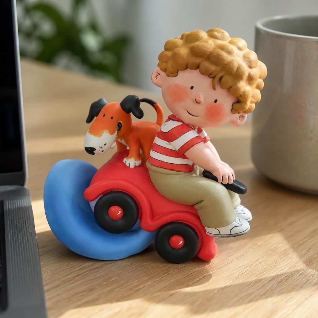 Kipper & Jeremy as a real 3D print on a desk