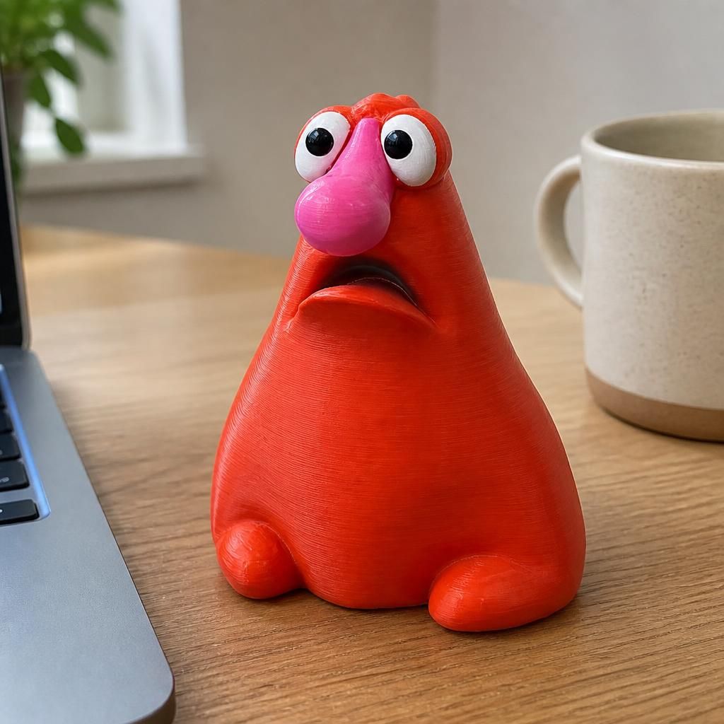 Wontkins as a real 3D print on a desk