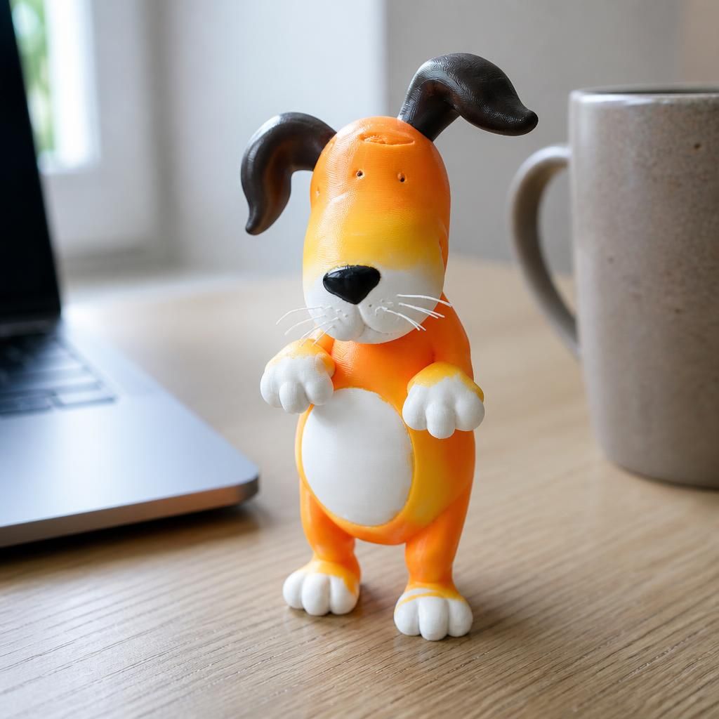Kipper as a real 3D print on a desk