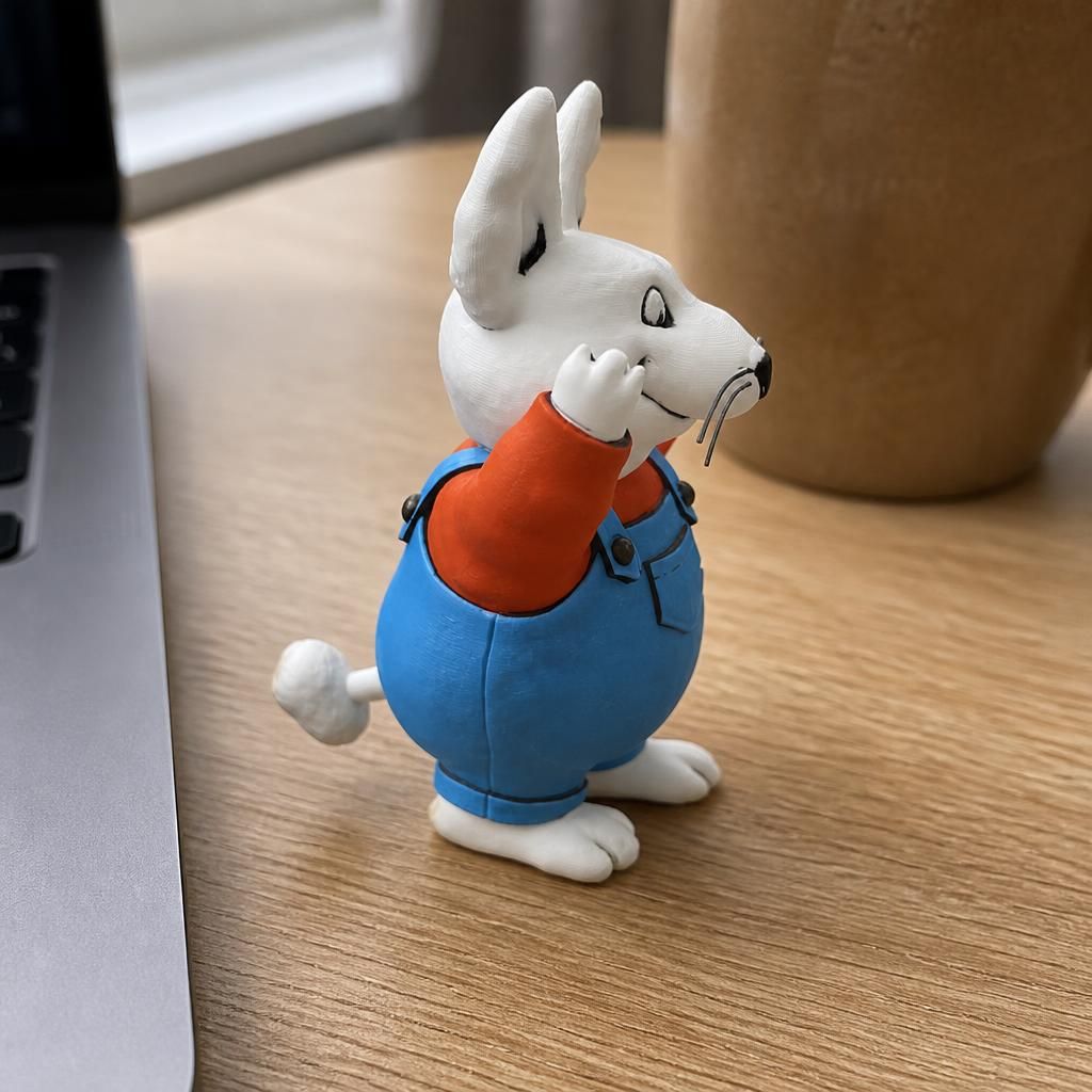 Max as a real 3D print on a desk