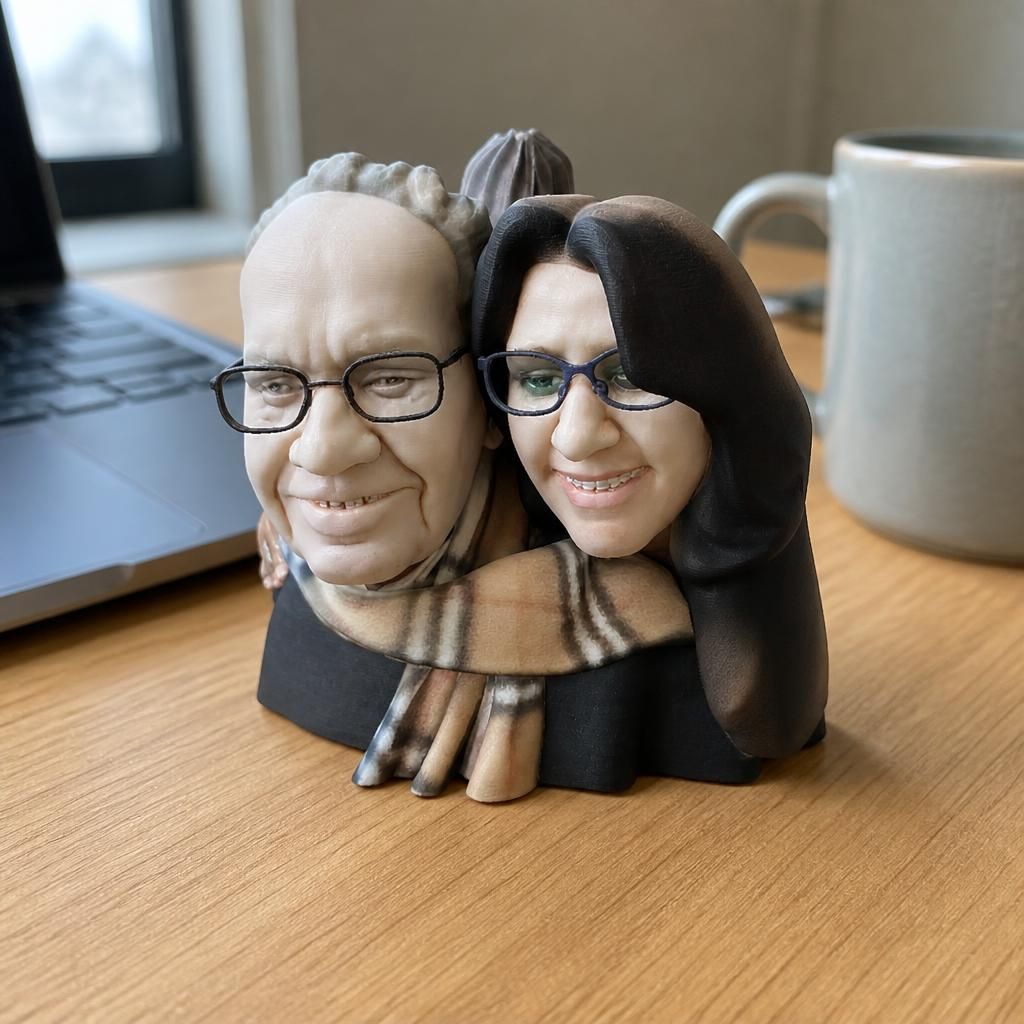 Papa&Me as a real 3D print on a desk