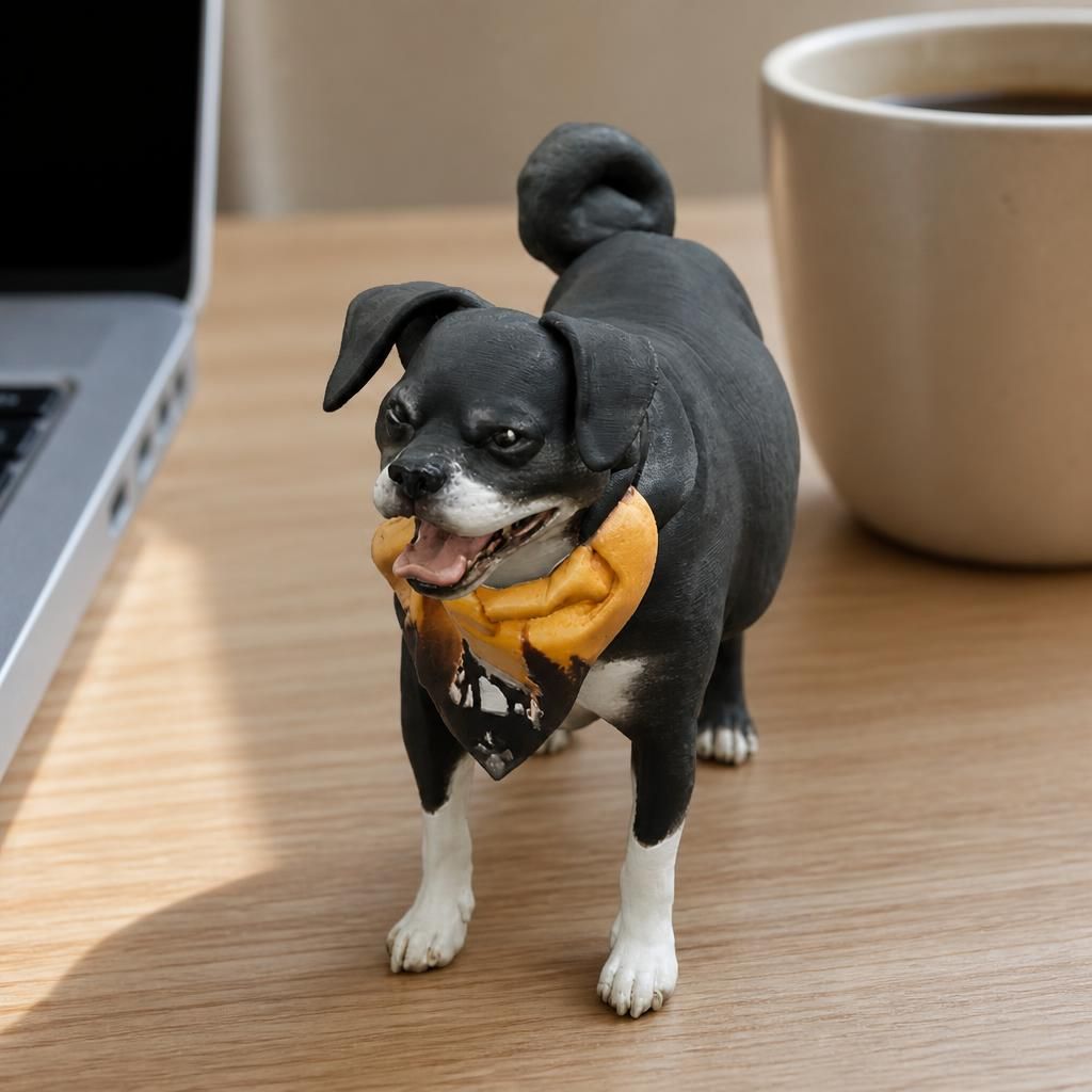 Brutus as a real 3D print on a desk