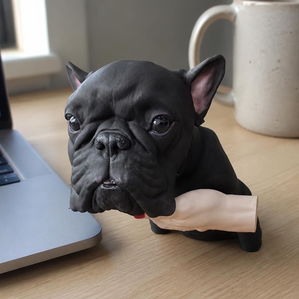 Dog as a real 3D print on a desk