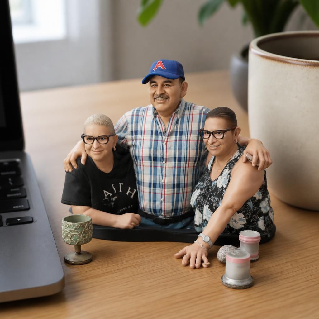 Siblings as a real 3D print on a desk