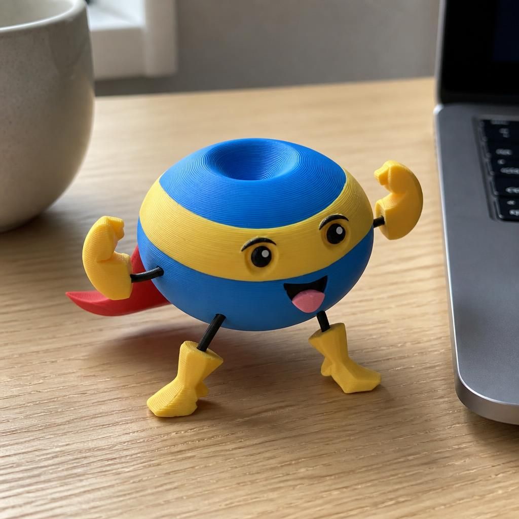 Blue as a real 3D print on a desk