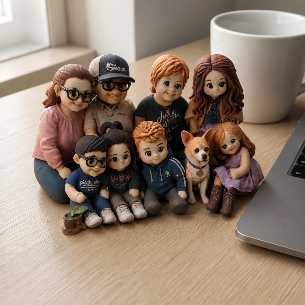 Nana's babies as a real 3D print on a desk