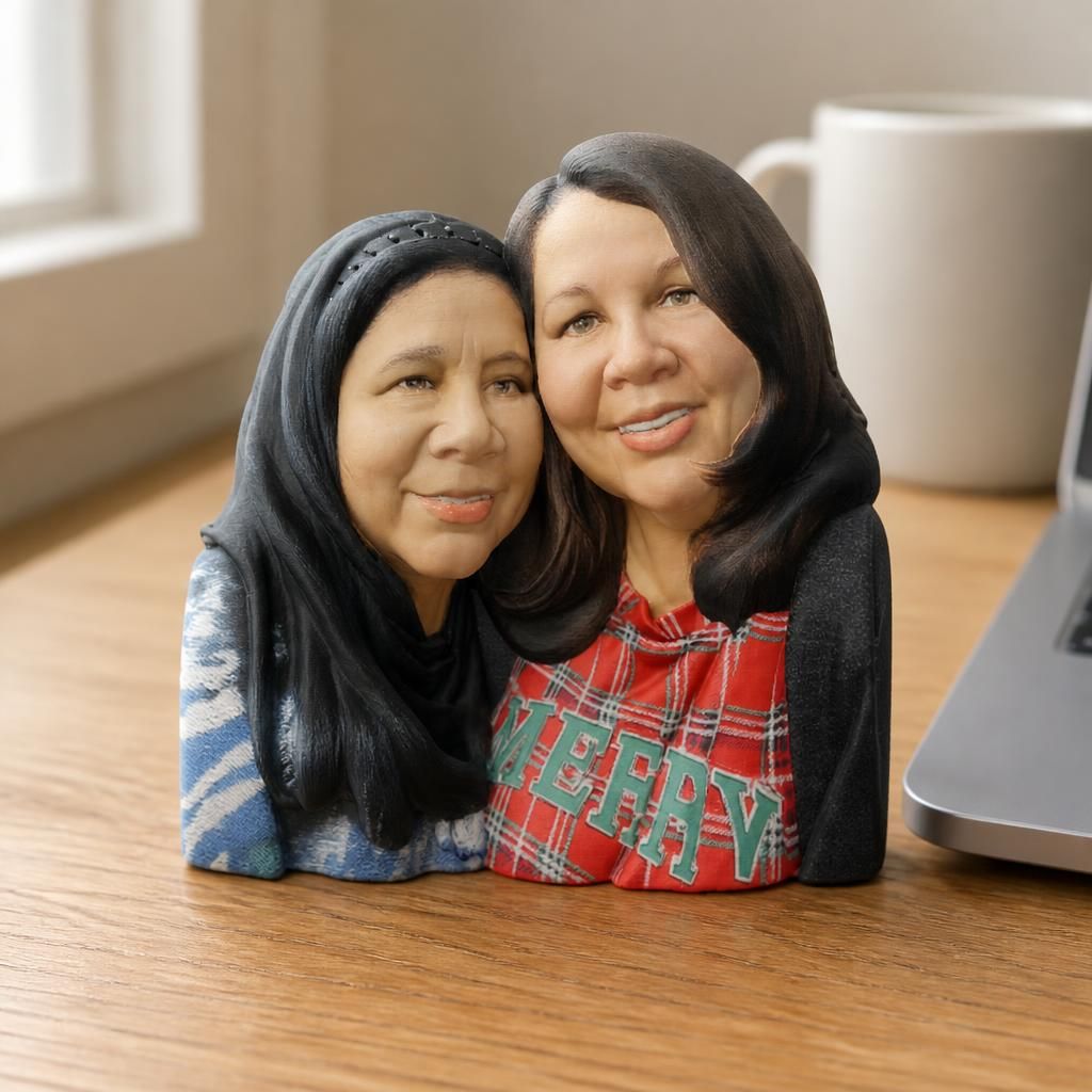 Sisters forever! as a real 3D print on a desk
