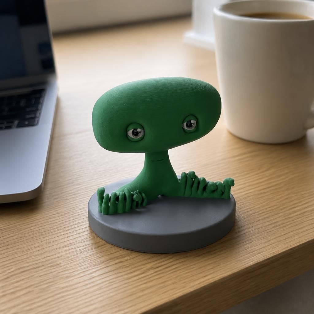 Big Head Strong as a real 3D print on a desk