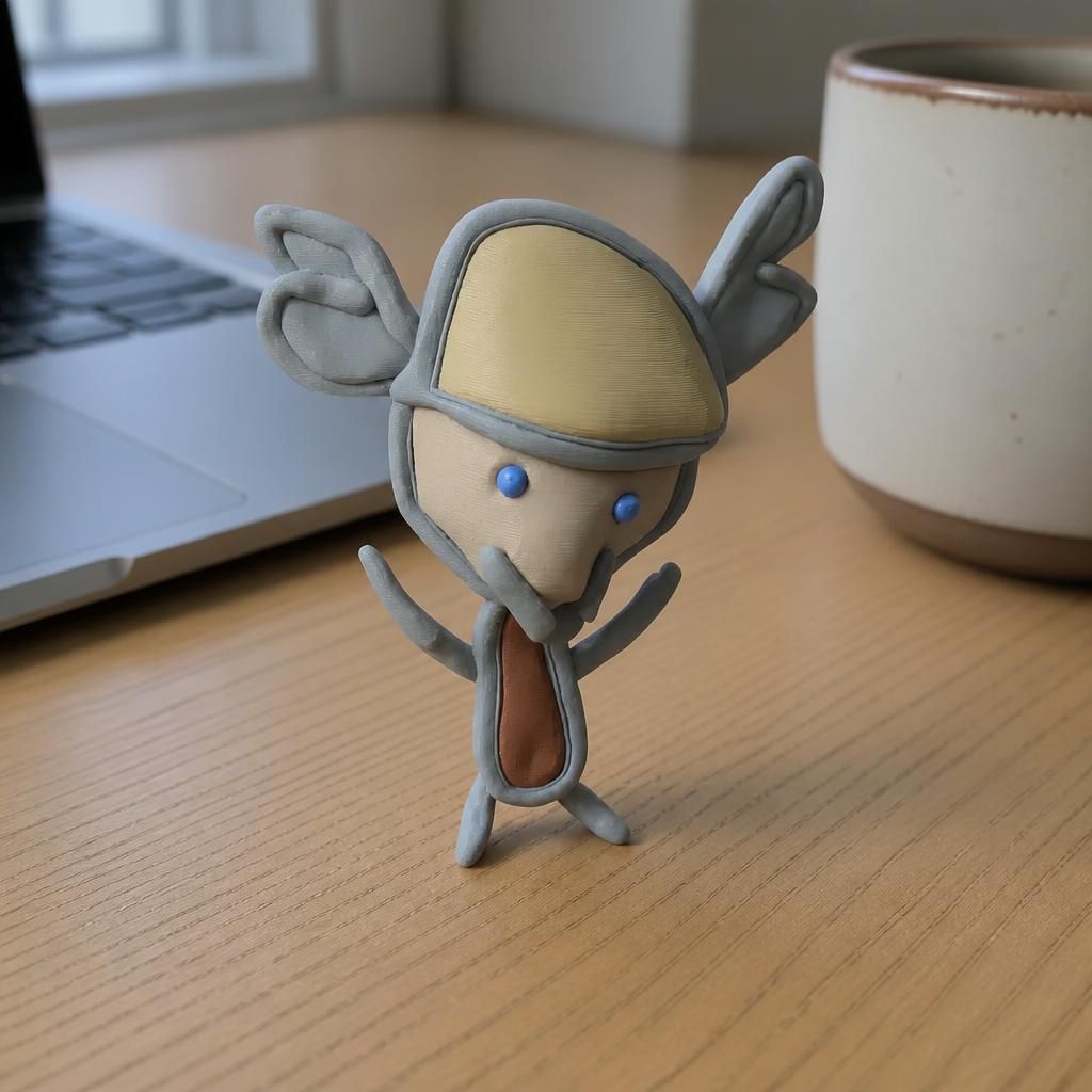 Strong Bob as a real 3D print on a desk