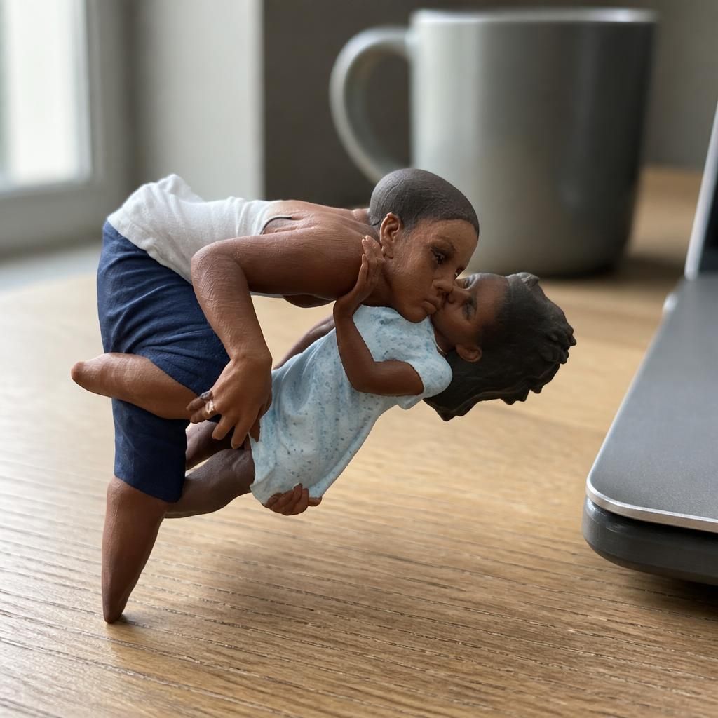 Sisterly Love as a real 3D print on a desk