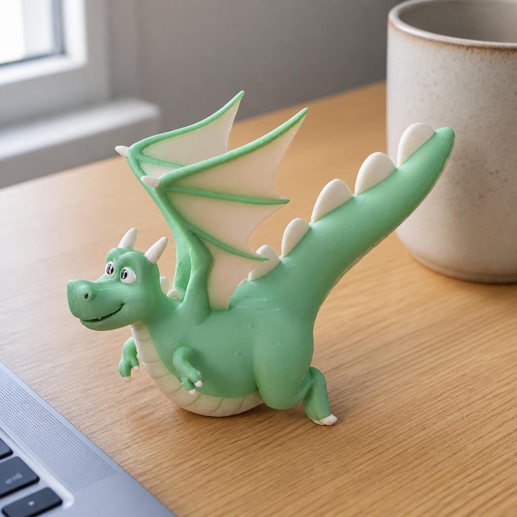 Dragon as a real 3D print on a desk
