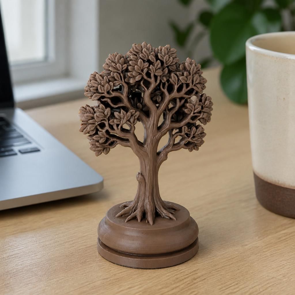 Chess Piece Tree as a real 3D print on a desk