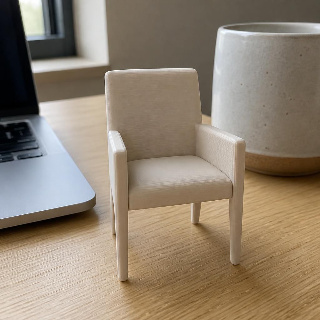 as a real 3D print on a desk